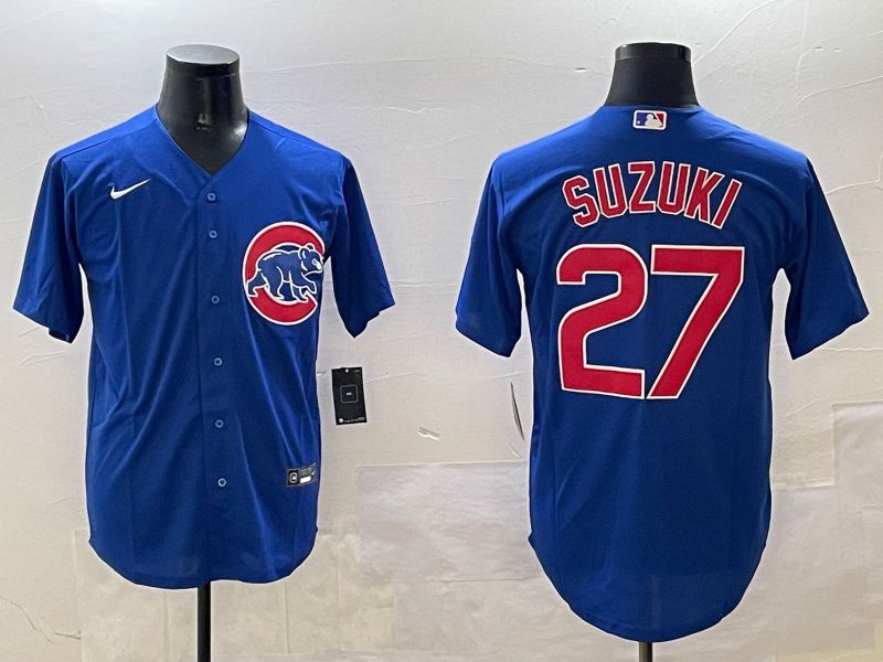 Men Chicago Cubs #27 Suzuki Blue Game 2025 Nike MLB Jersey style 1->chicago cubs->MLB Jersey